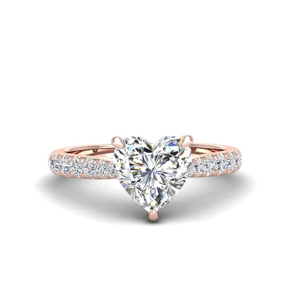 Engagement ring Emily heart 3D print model_17