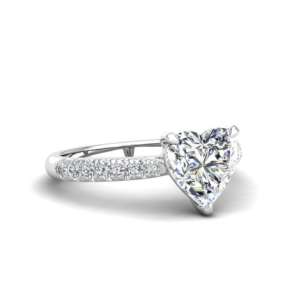 Engagement ring Emily heart 3D print model_8