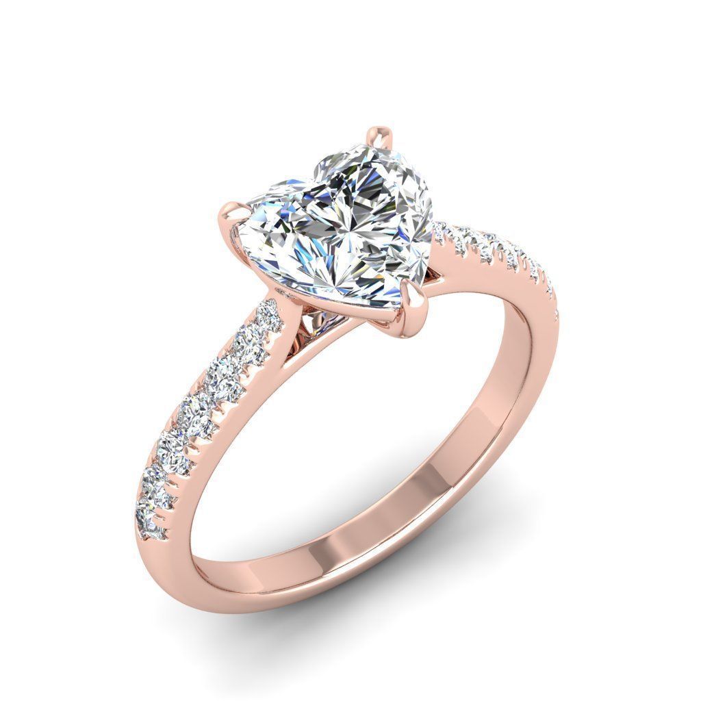 Engagement ring Emily heart 3D print model_22