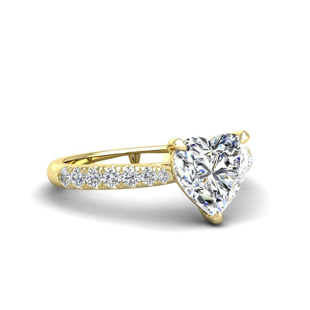 Engagement ring Emily heart 3D print model_7