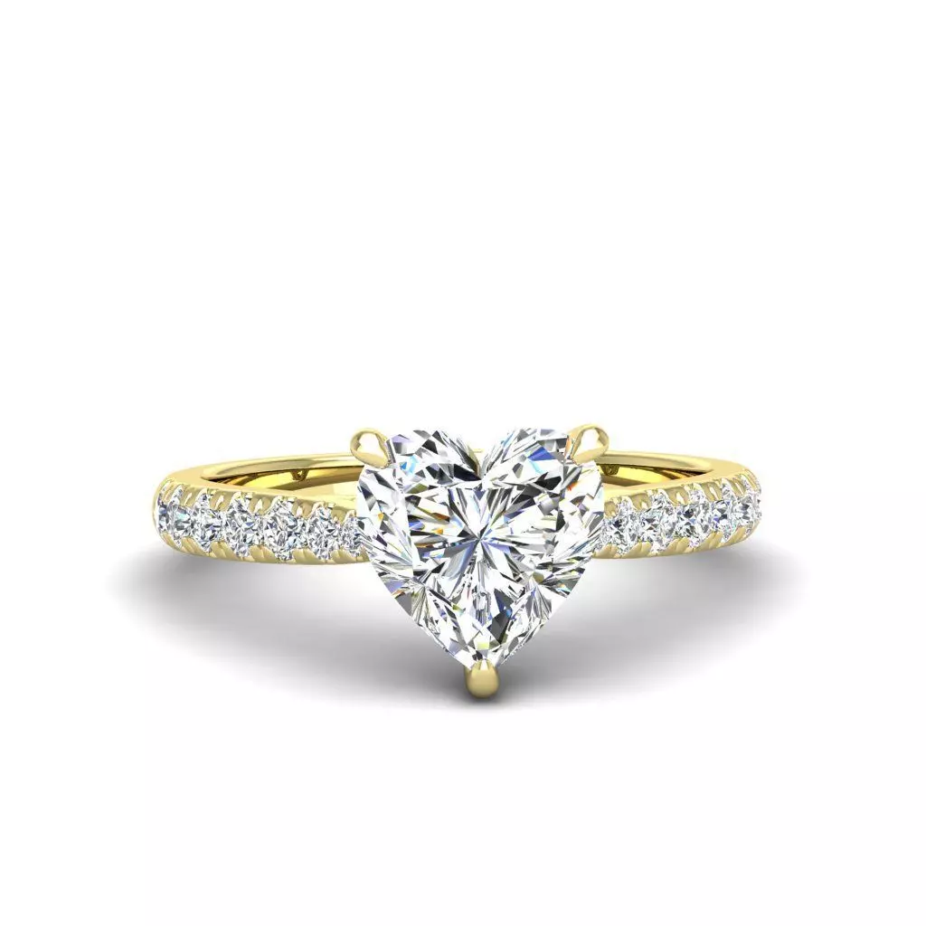 Engagement ring Emily heart 3D print model_0