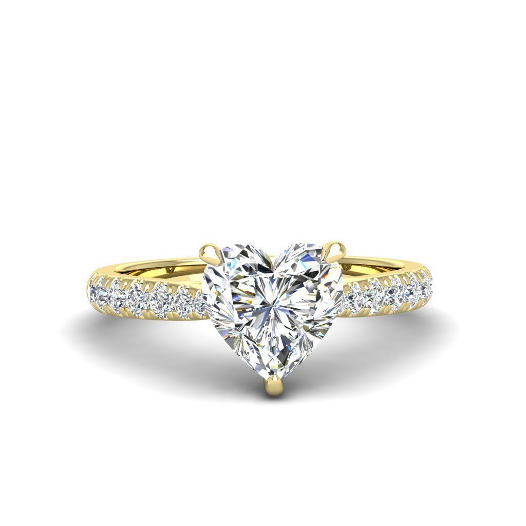 Engagement ring Emily heart 3D print model_10