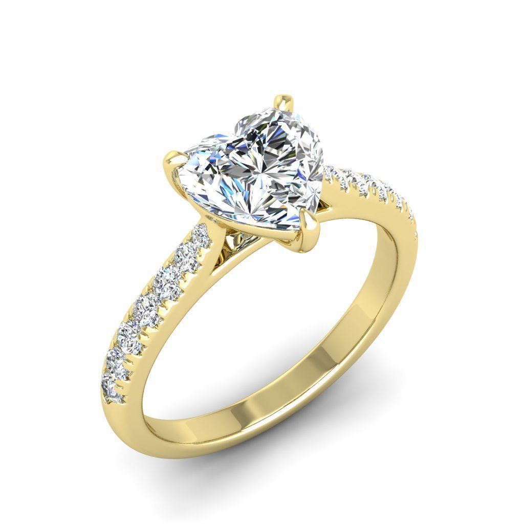 Engagement ring Emily heart 3D print model_24