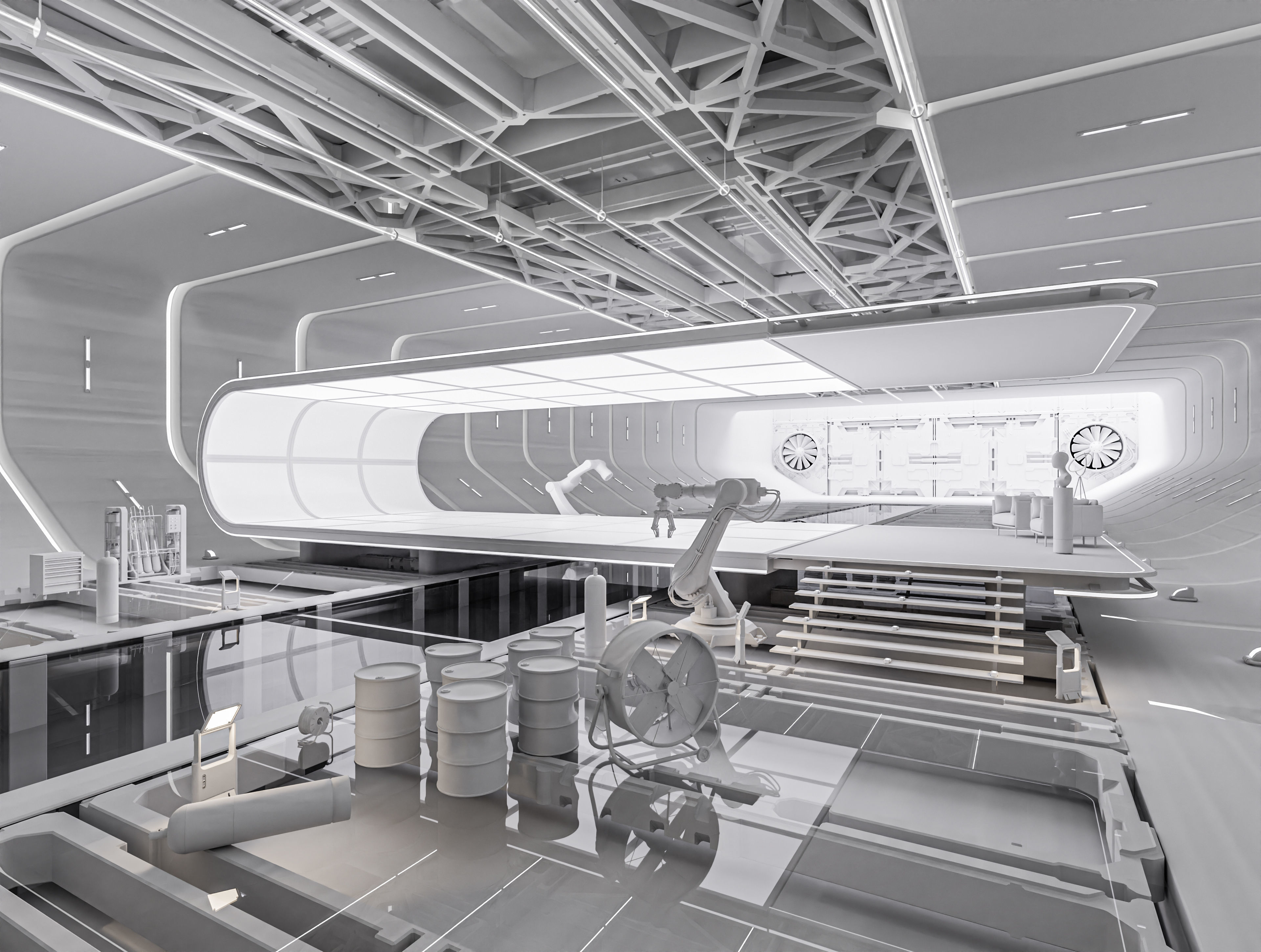 Sci-fi Hangar Interior V01 Low-poly 3D model_2