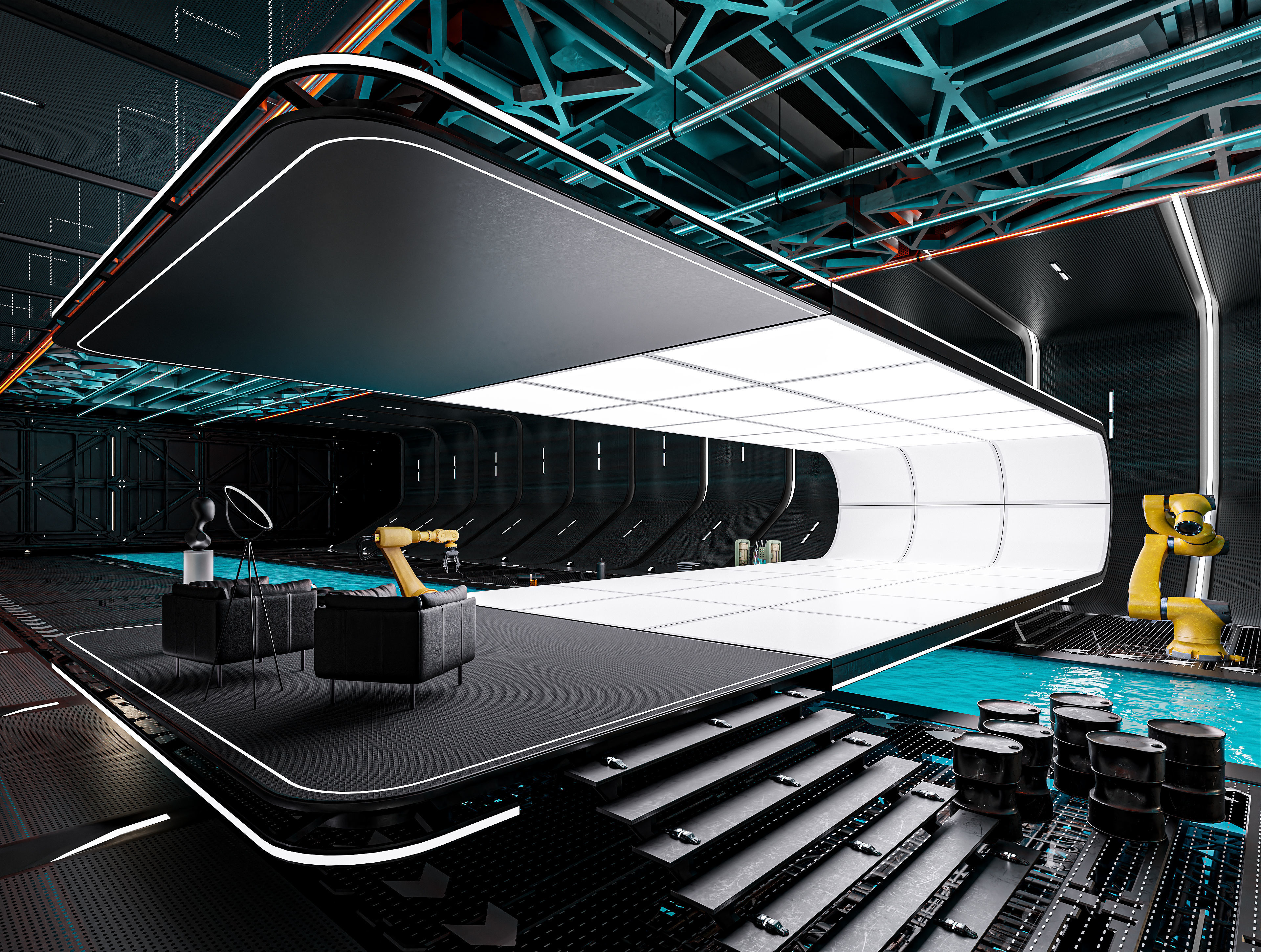 Sci-fi Hangar Interior V01 Low-poly 3D model_5