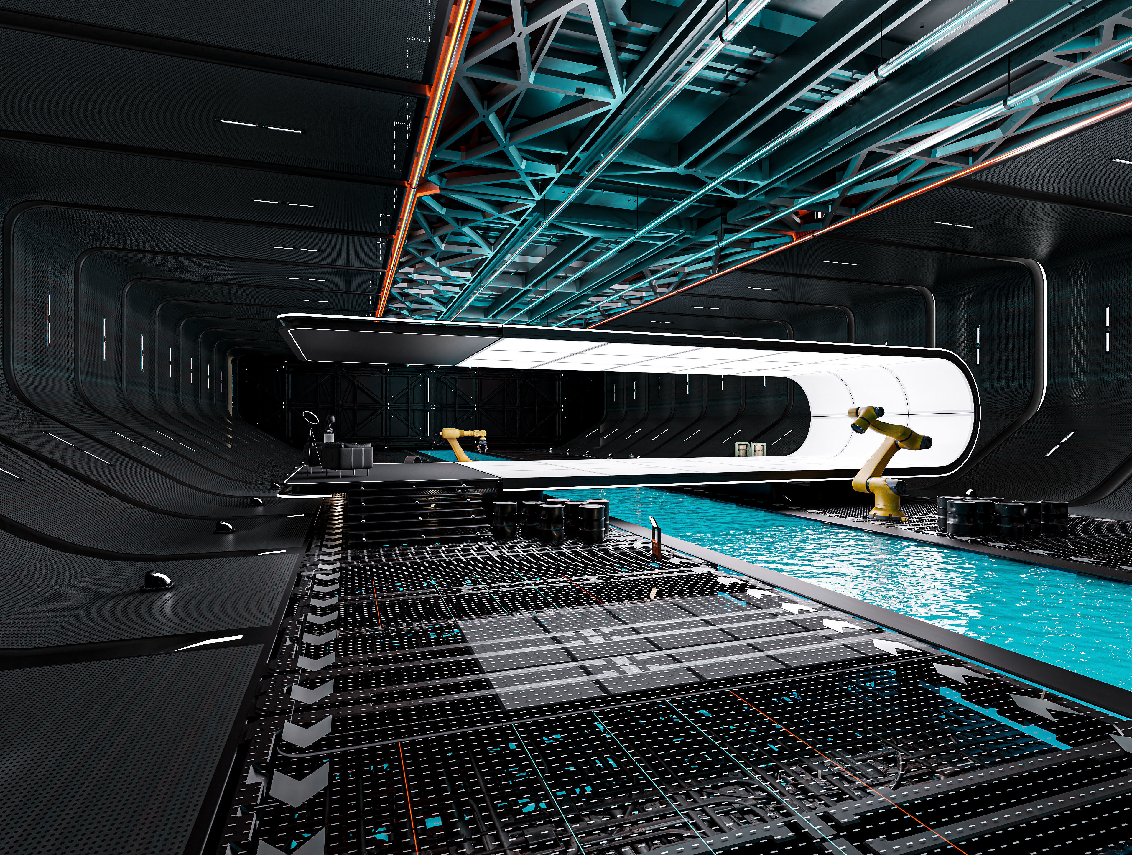 Sci-fi Hangar Interior V01 Low-poly 3D model_4