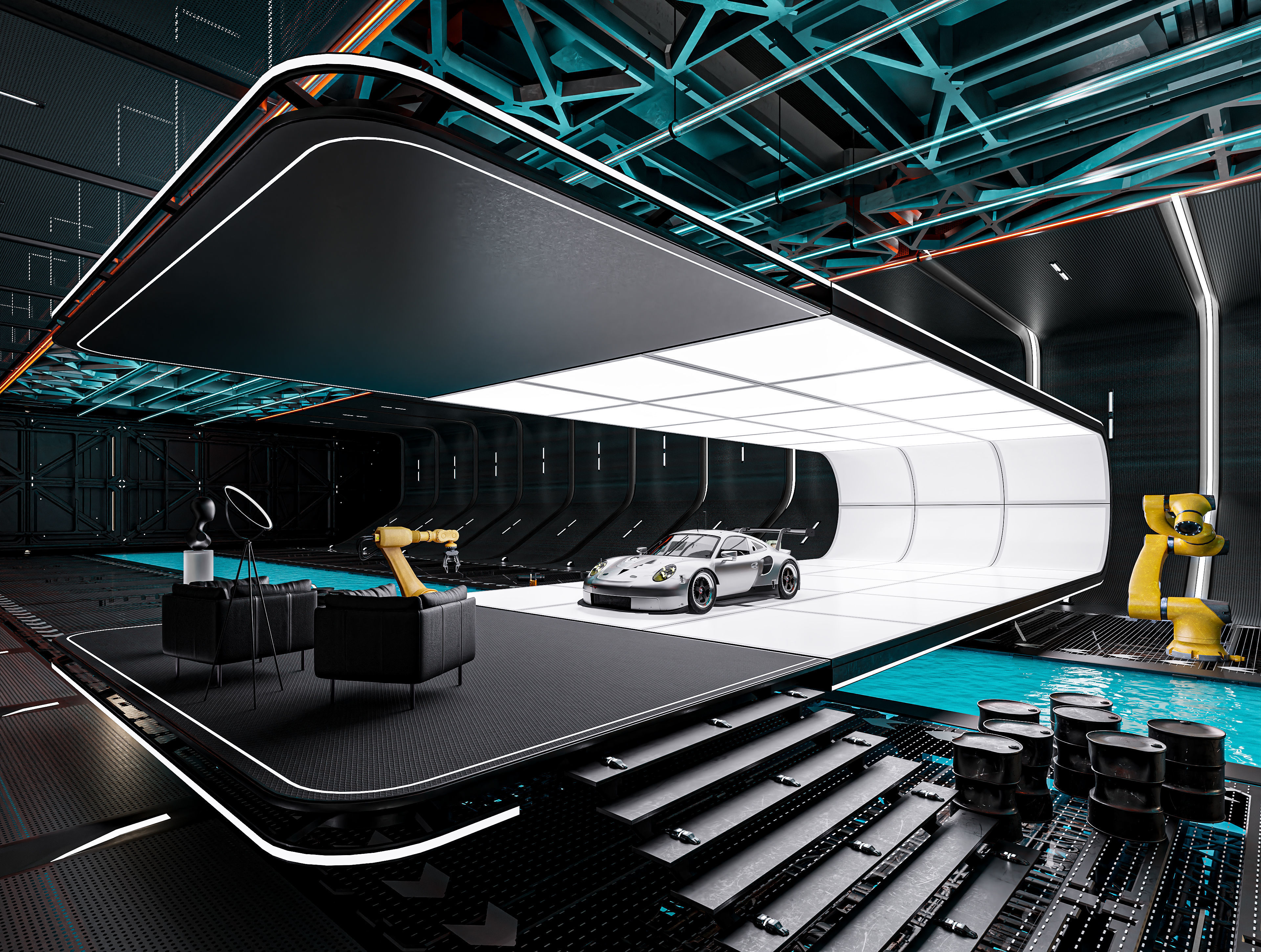 Sci-fi Hangar Interior V01 Low-poly 3D model_6