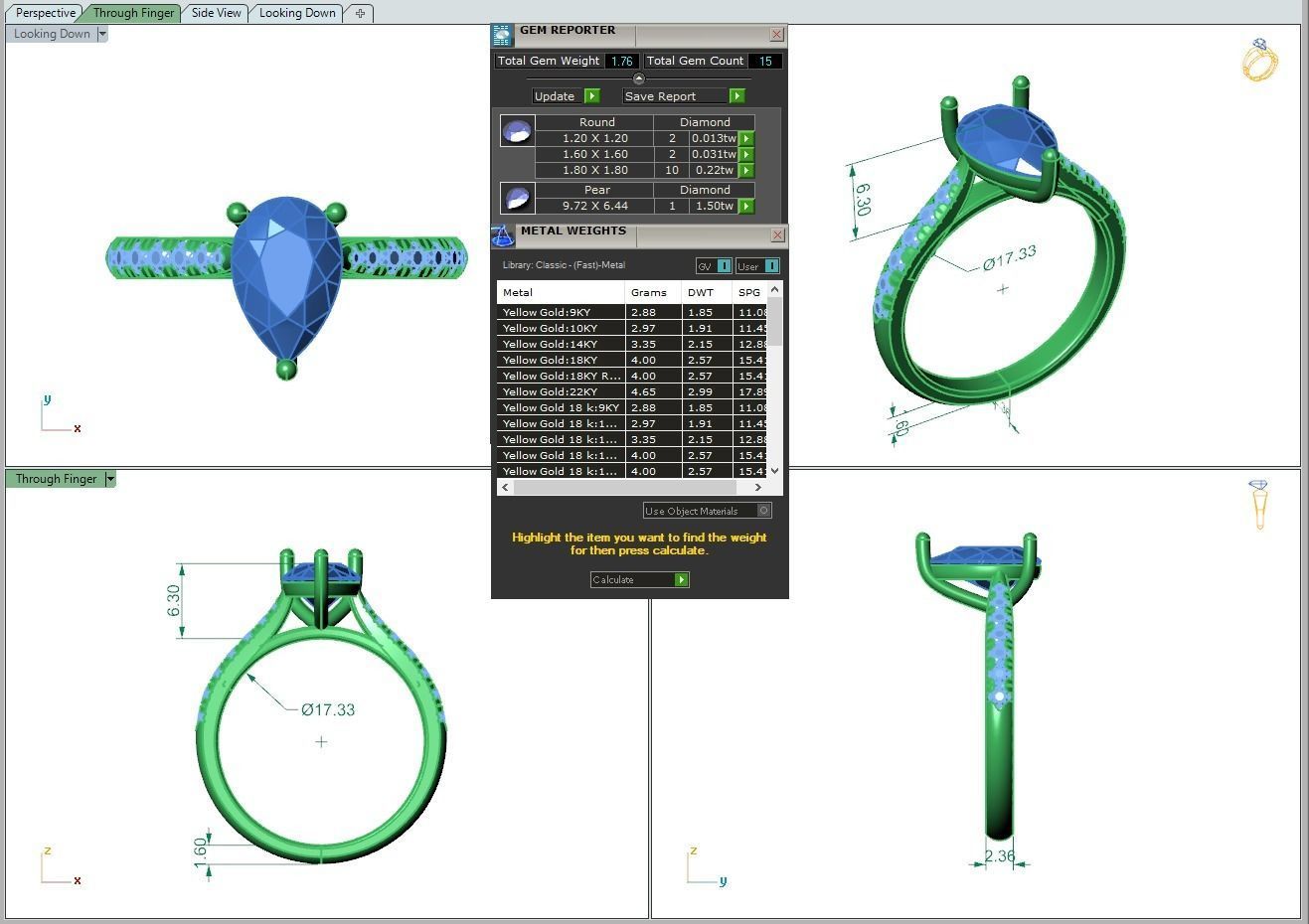 Engagement ring Emily pear 3D print model_3
