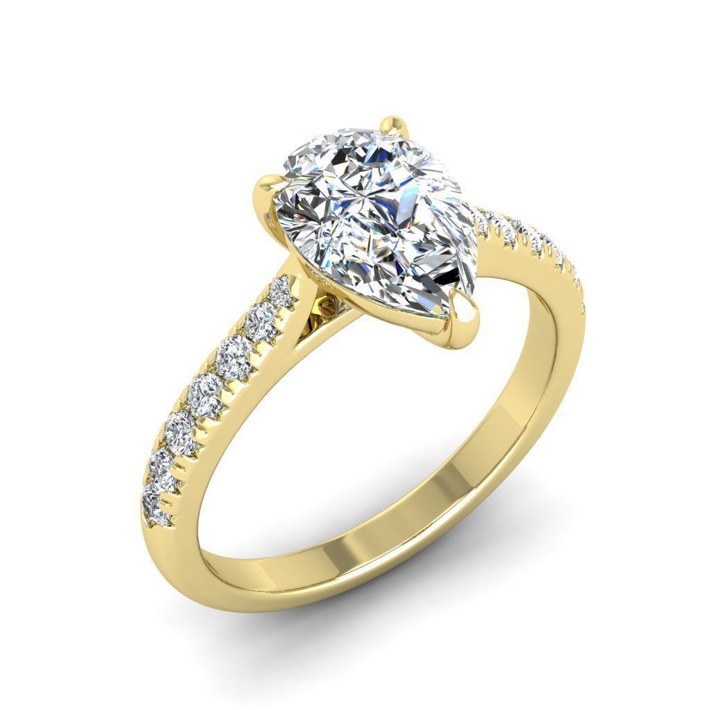 Engagement ring Emily pear 3D print model_4