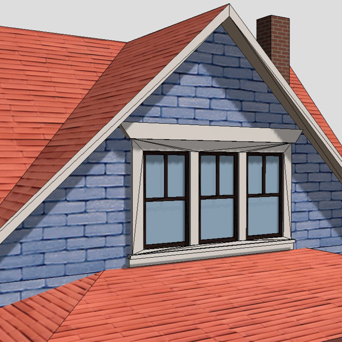 American Style Cottage - Town House Model Low-poly 3D model_7