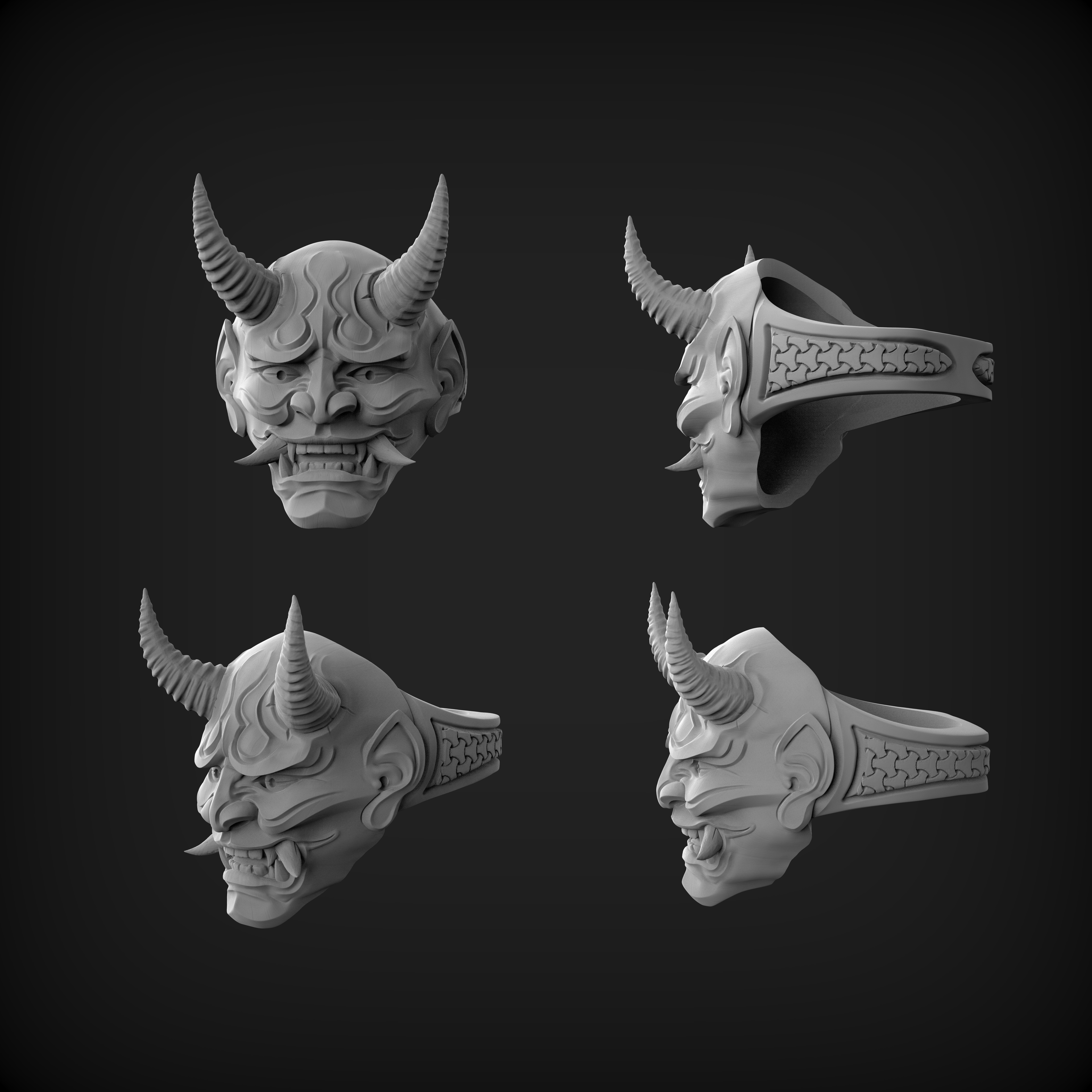 Hannya ring STL 3d model for 3d printing 3D to print model 3D print model_3