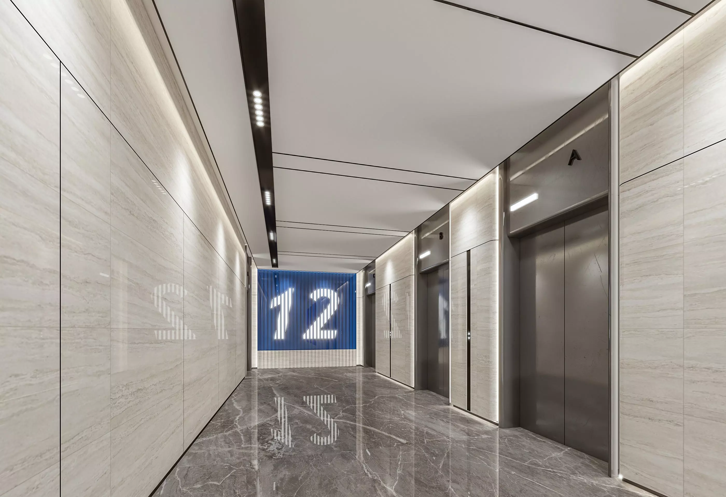 elevator Modern hall 3D model_0