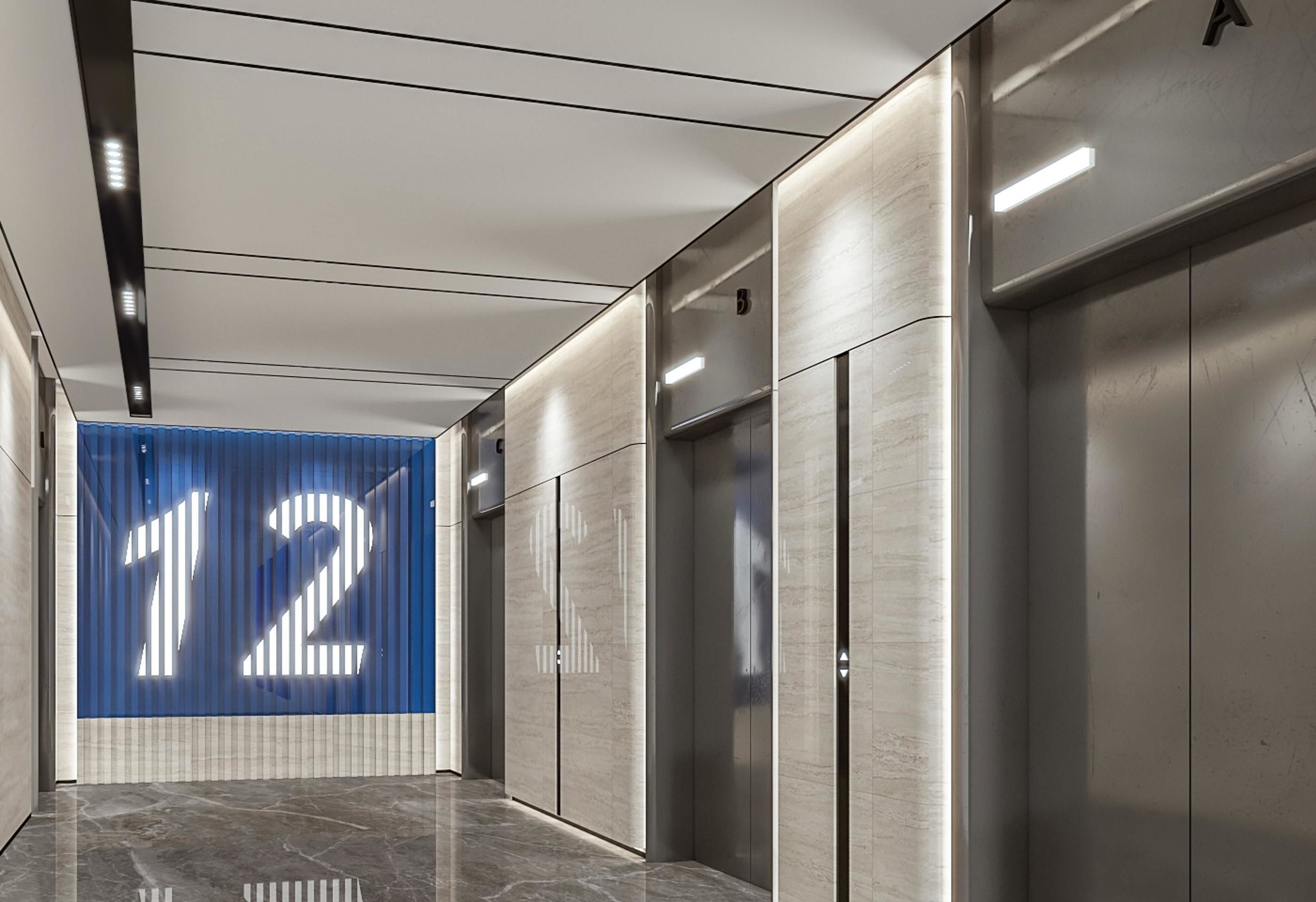elevator Modern hall 3D model_5