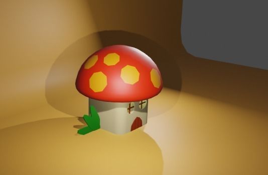 Designing a Smurfs house in a world Low-poly 3D model_2