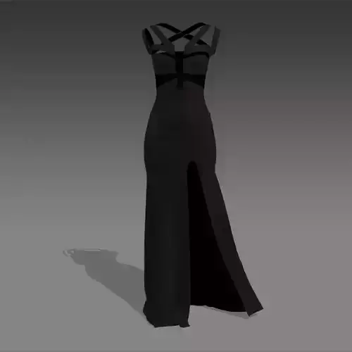 dress black matte color fabric dress  