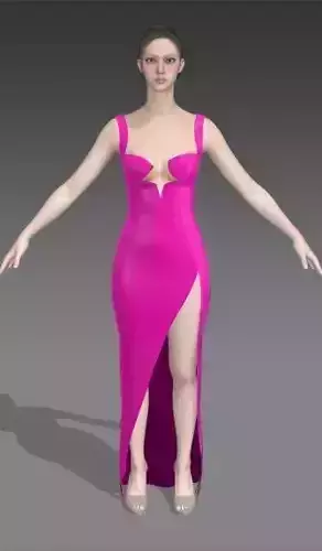 dress heart shape neckline  magenta dress 