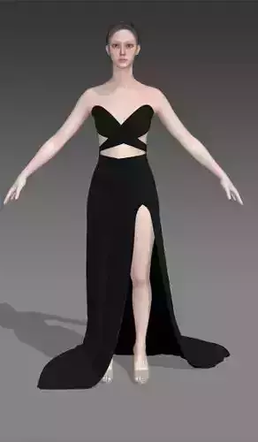 dress two pieces strap detail  long skirt slit