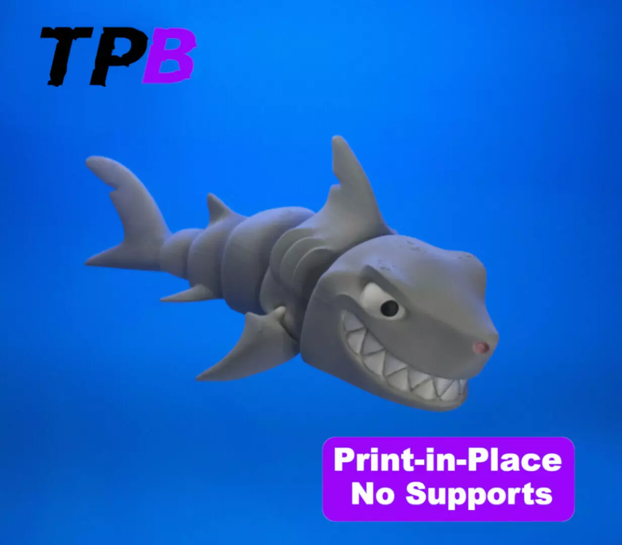 Bro Megalodon Shark - Print-in-Place 3D print model