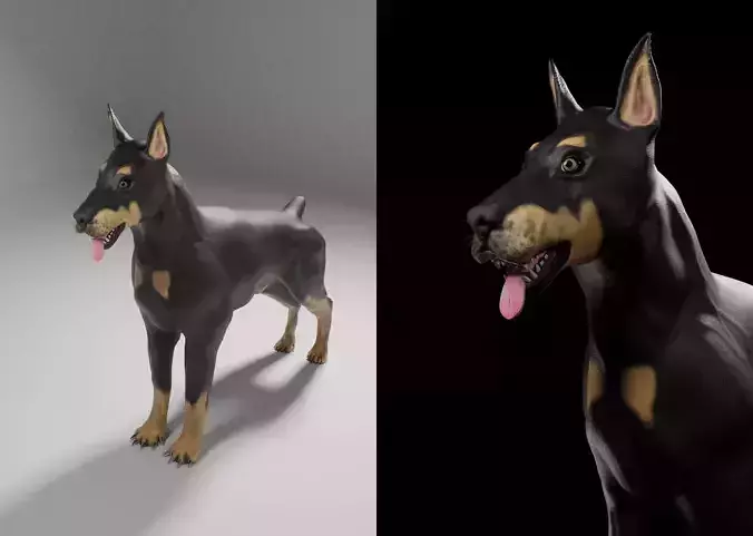Doberman Dog Realistic Model Low-poly 3D model