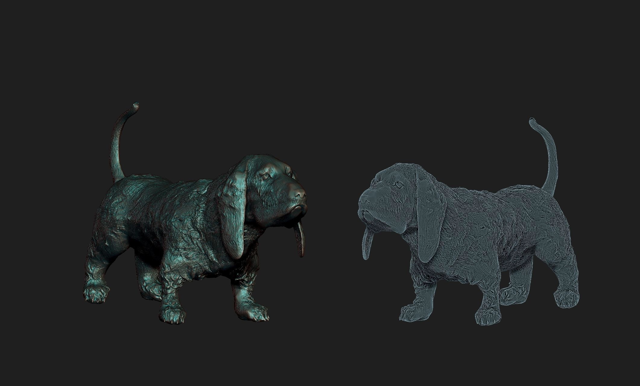 basset dog 3D print model_4