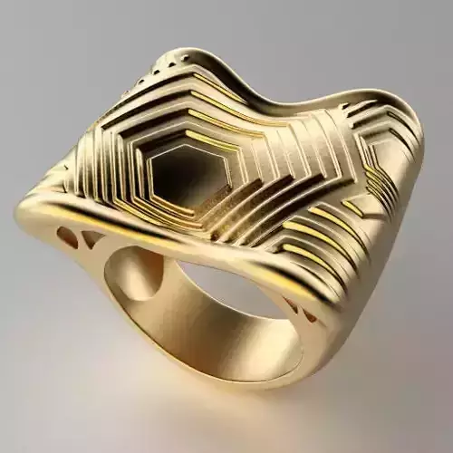 optical art ring  hexagon