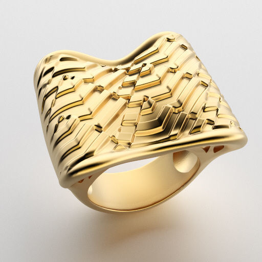optical art ring pyramids 3D print model_1