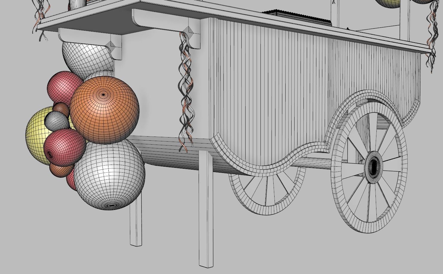 Wooden Party Candy Cart 2 3D model_14