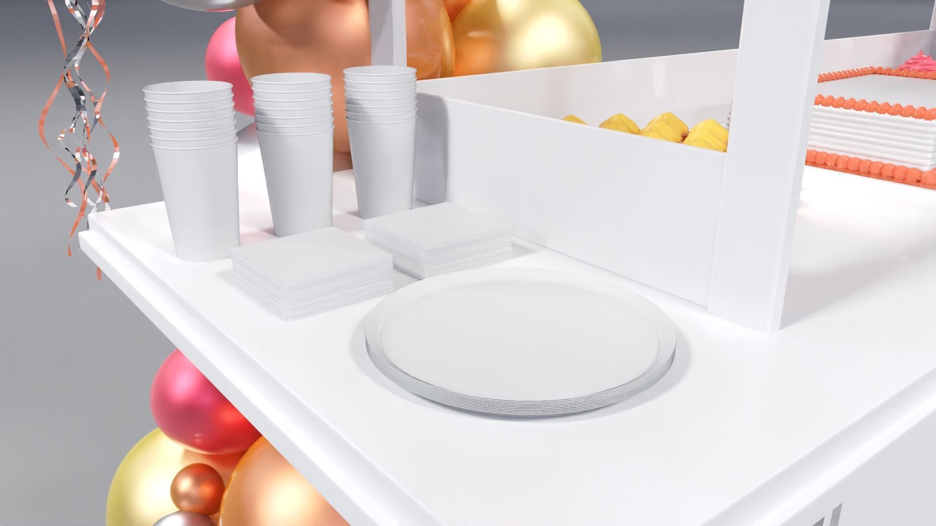 Wooden Party Candy Cart 2 3D model_7