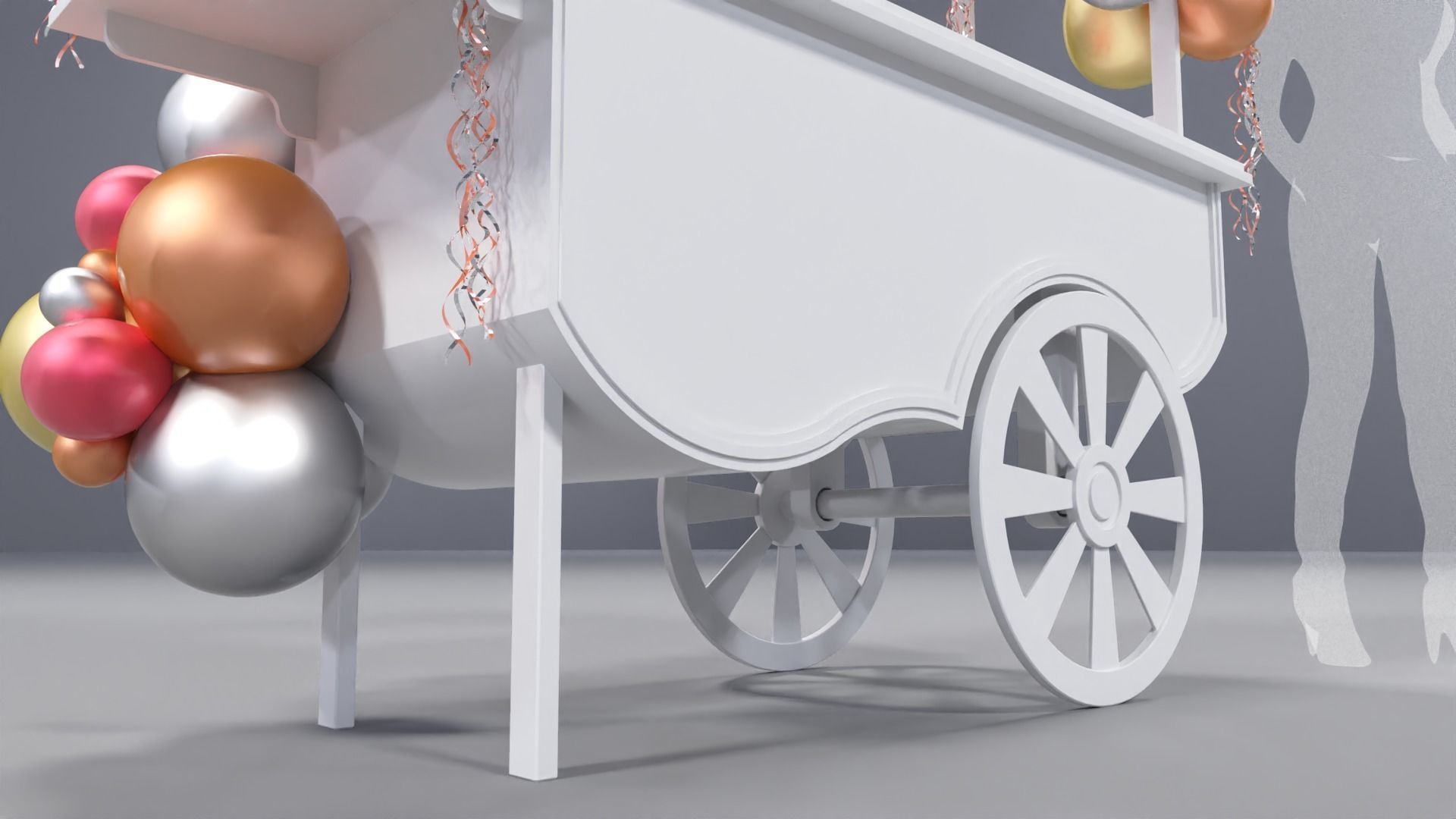 Wooden Party Candy Cart 2 3D model_8