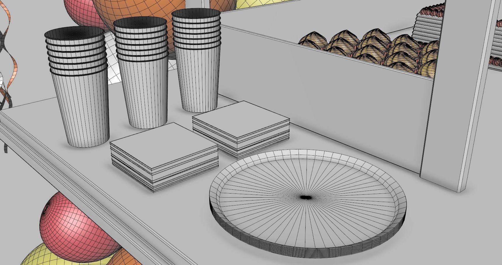 Wooden Party Candy Cart 2 3D model_11