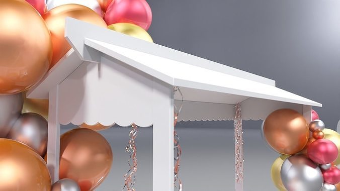Wooden Party Candy Cart 2 3D model 7