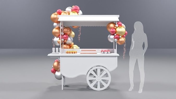 Wooden Party Candy Cart 2 3D model 3