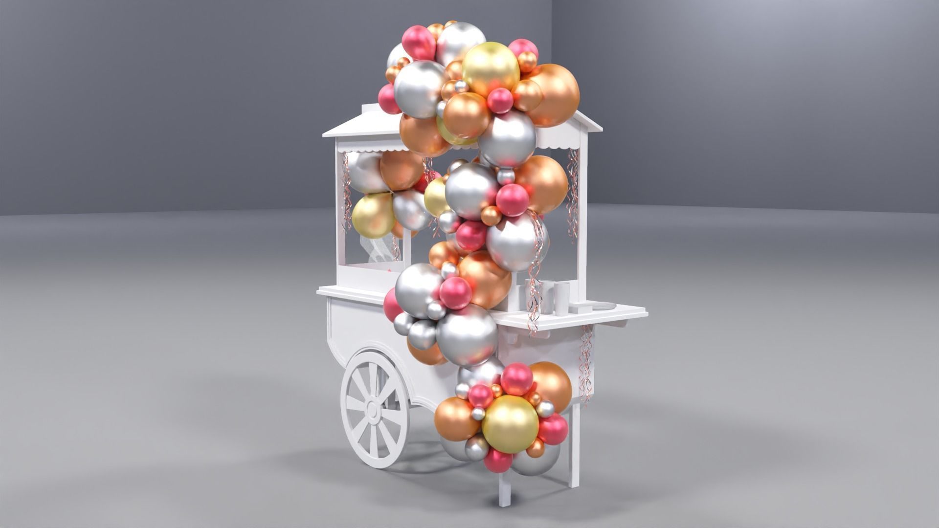 Wooden Party Candy Cart 2 3D model_5