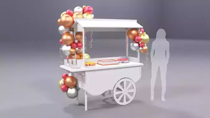 Wooden Party Candy Cart 2 3D model