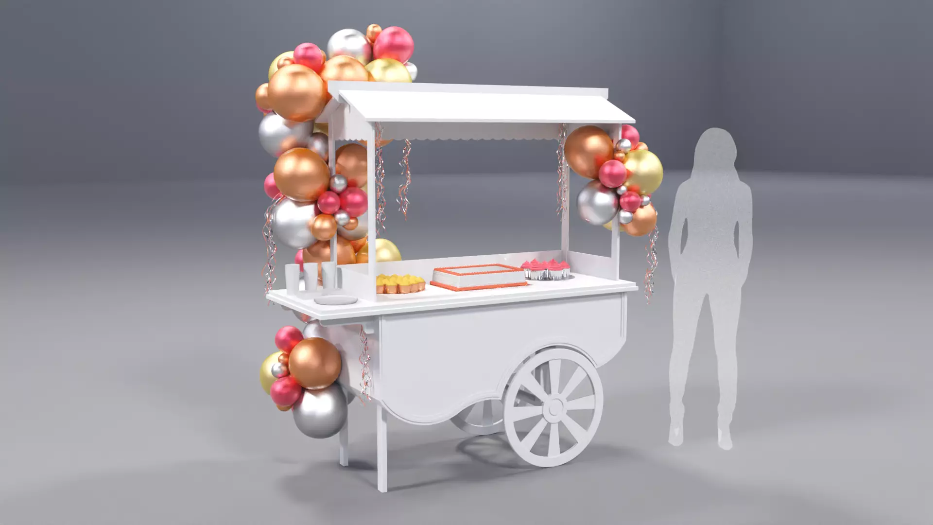 Wooden Party Candy Cart 2 3D model_0