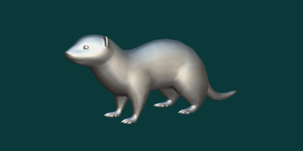 Black-Footed Ferret Animal Low-poly 3D model_9