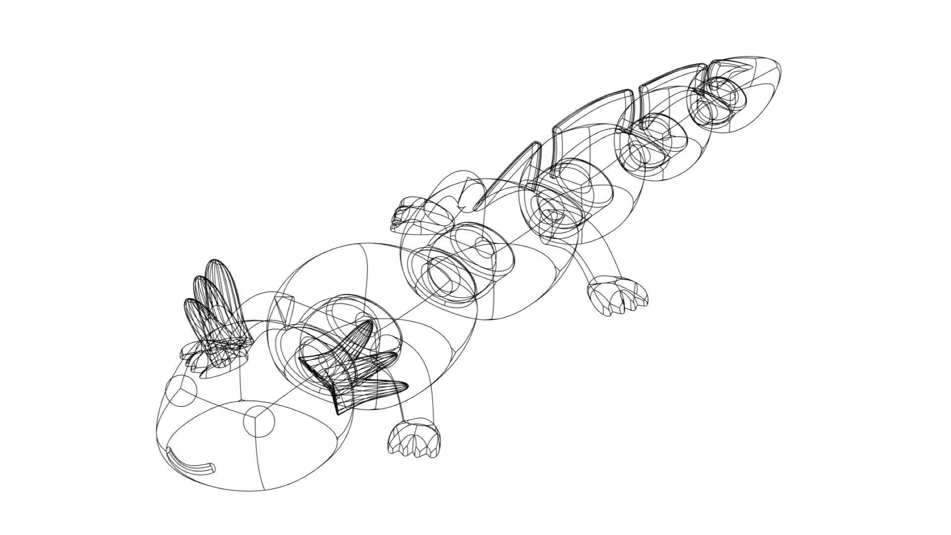 Cute Flexi Fidget Axolotl 3D print model_10