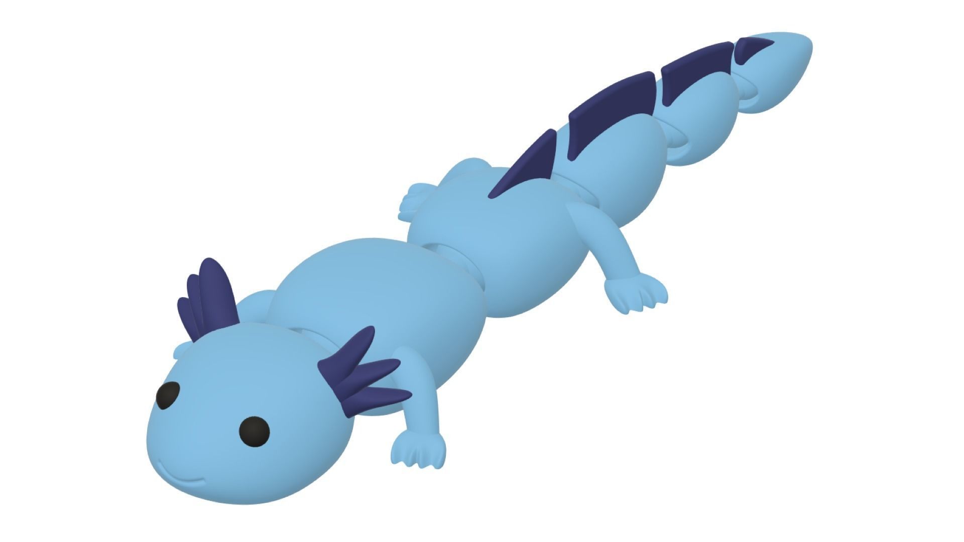 Cute Flexi Fidget Axolotl 3D print model_6