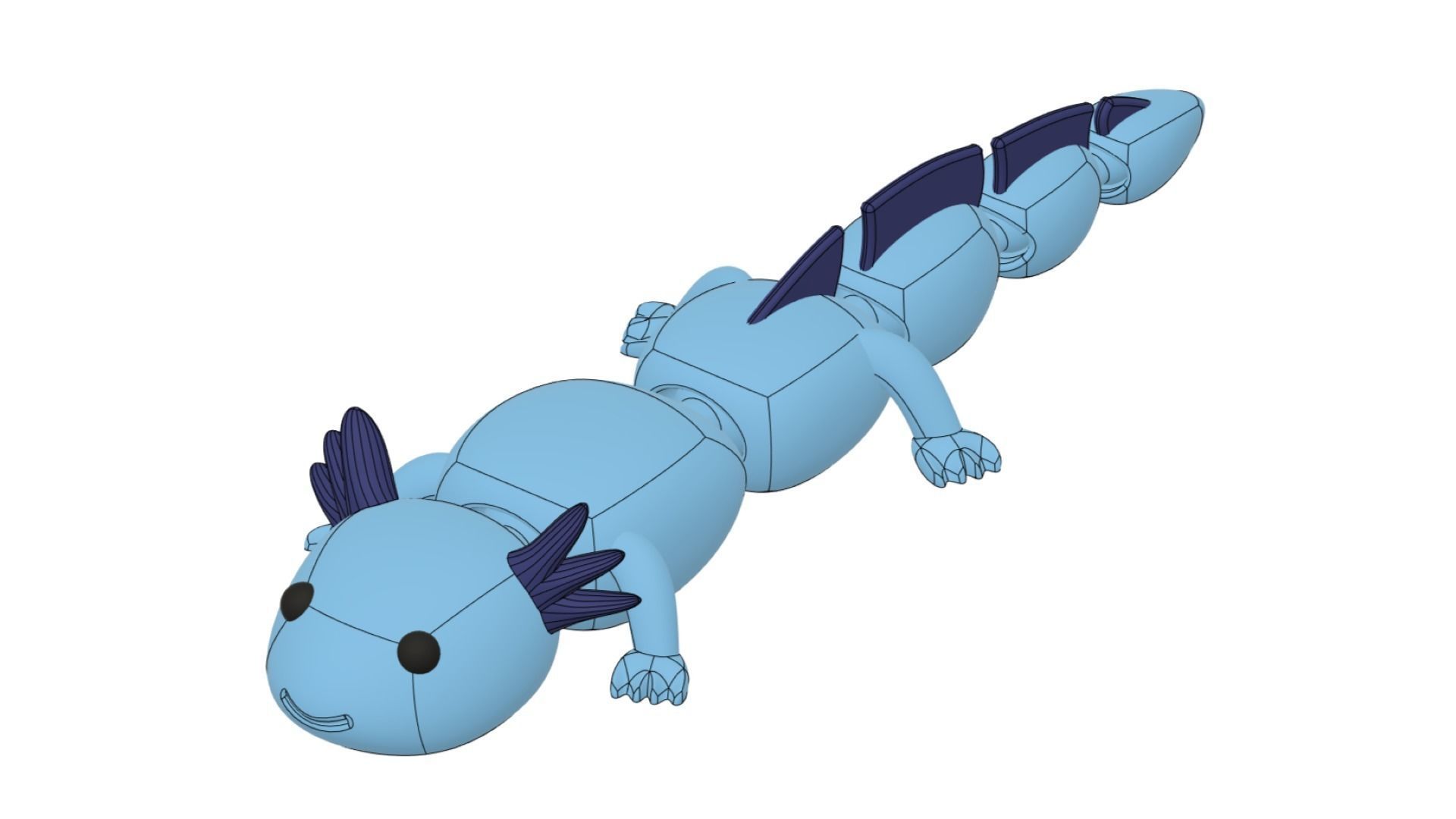 Cute Flexi Fidget Axolotl 3D print model_9