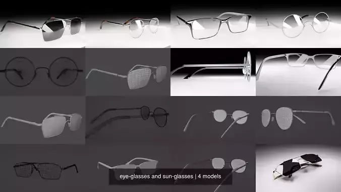 eye-glasses and sun-glasses 3D Model Collection