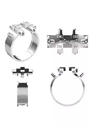 Modern Open-End Diamond Ring 3DM STL Jewelry Model