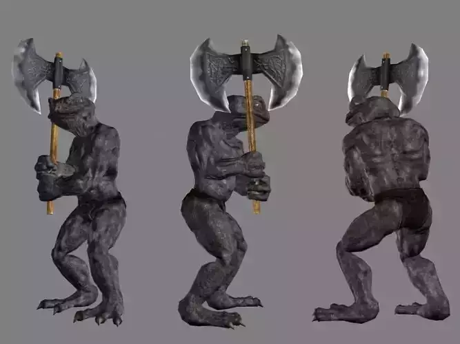 LIZARD WARRIOR GAME READY ANIMATED MODEL Low-poly 3D model