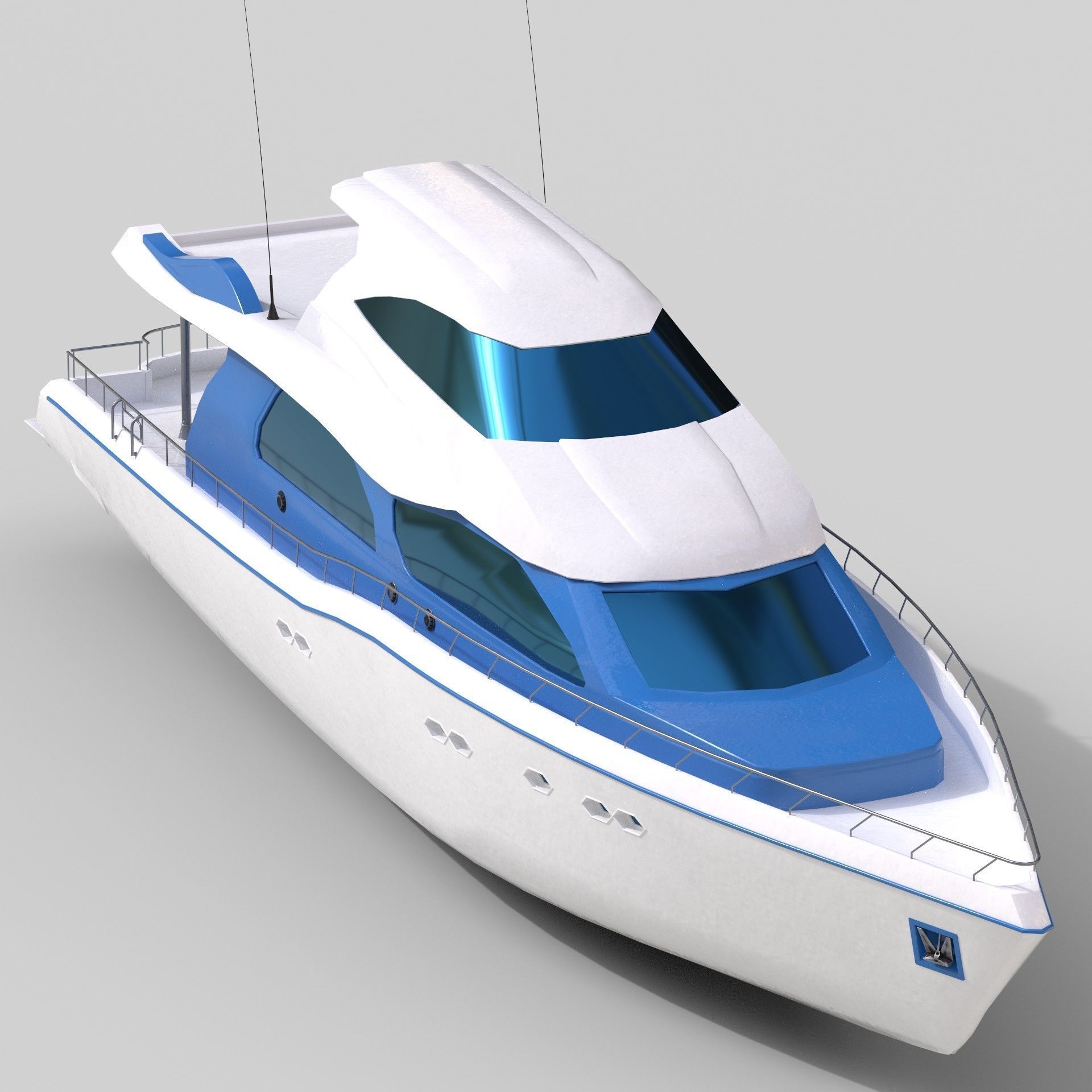 LOW POLY Yacht Low-poly 3D model_2