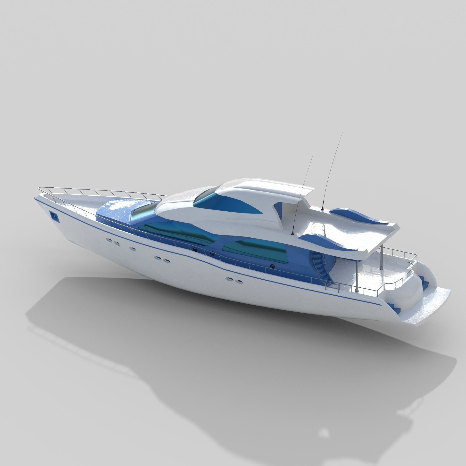 LOW POLY Yacht Low-poly 3D model_3