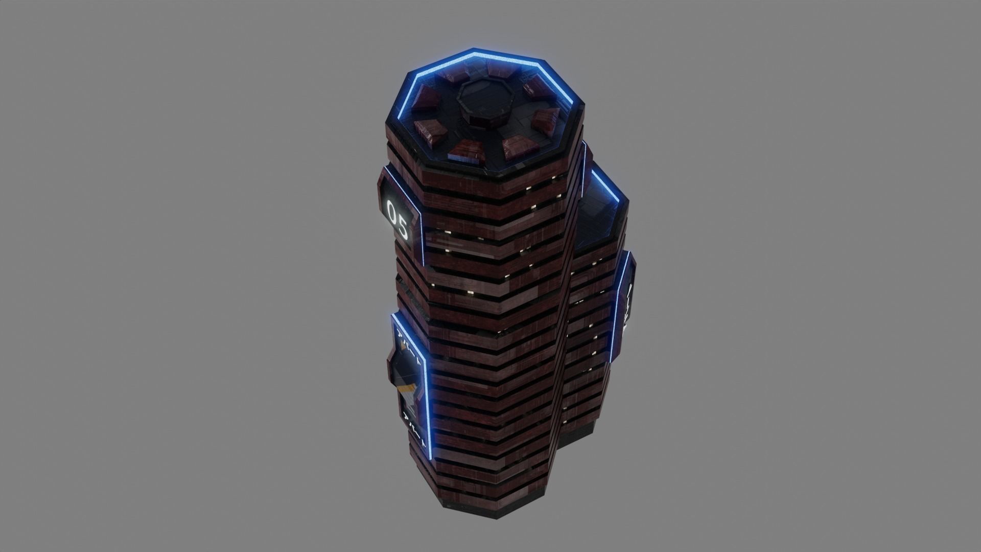 SciFi Cyberpunk Building 05 Low-poly 3D model_5
