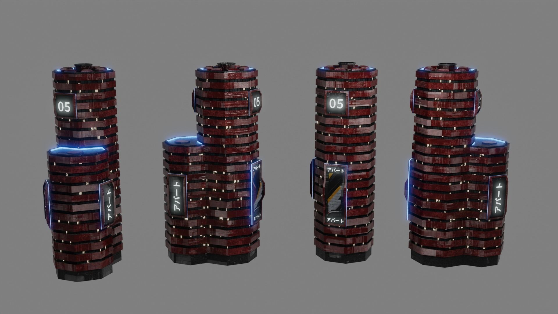 SciFi Cyberpunk Building 05 Low-poly 3D model_2