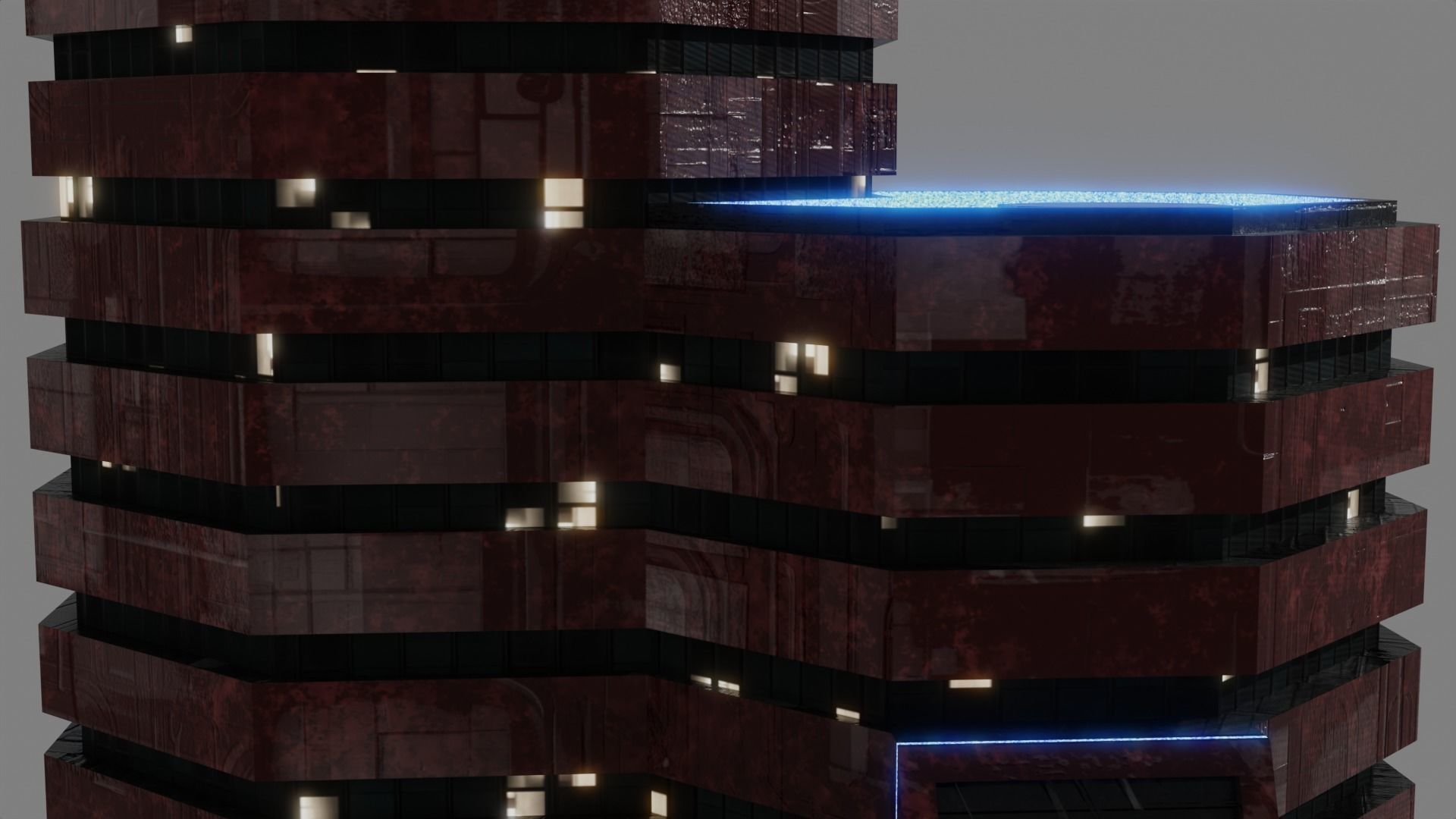 SciFi Cyberpunk Building 05 Low-poly 3D model_8