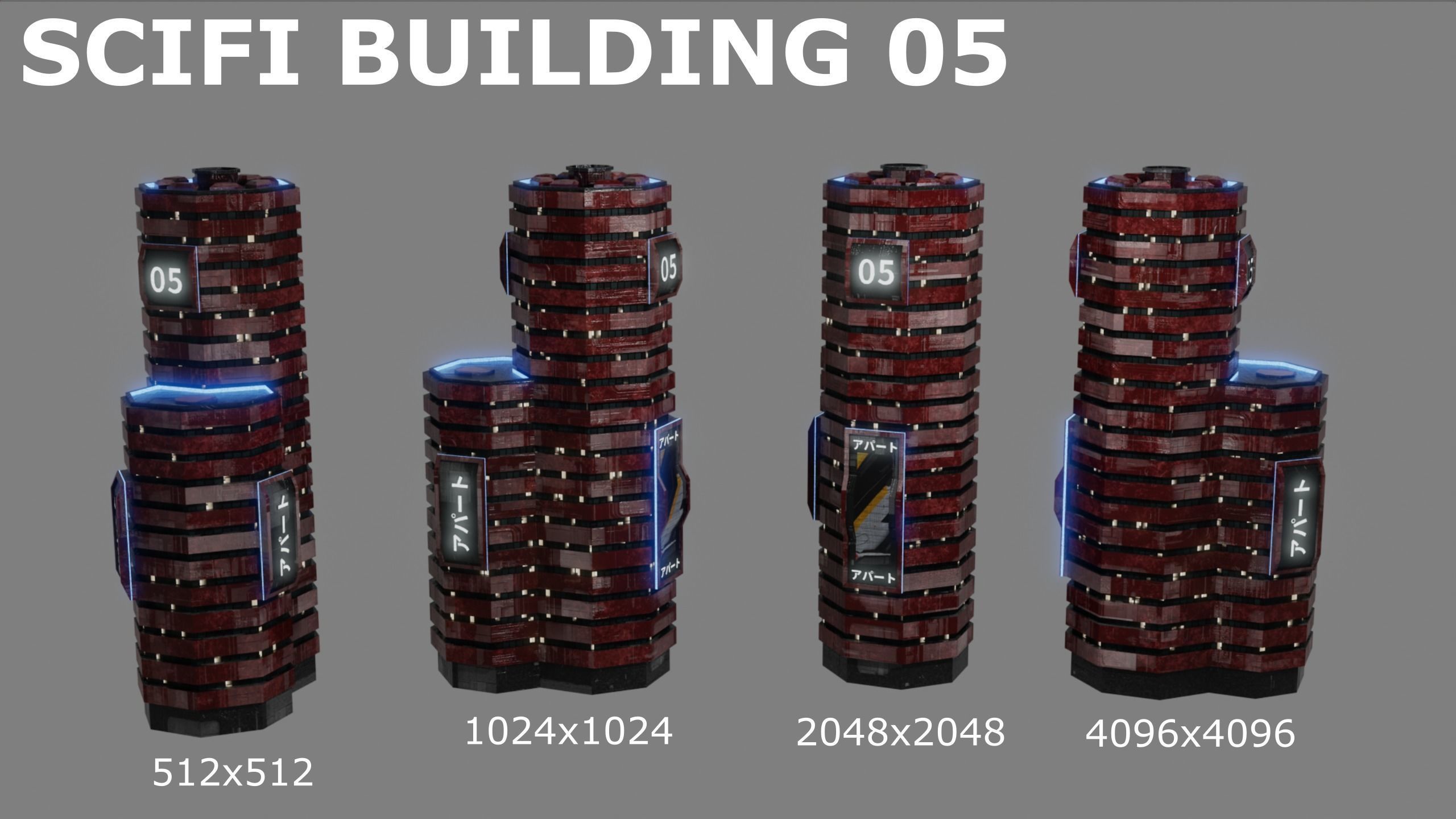 SciFi Cyberpunk Building 05 Low-poly 3D model_1