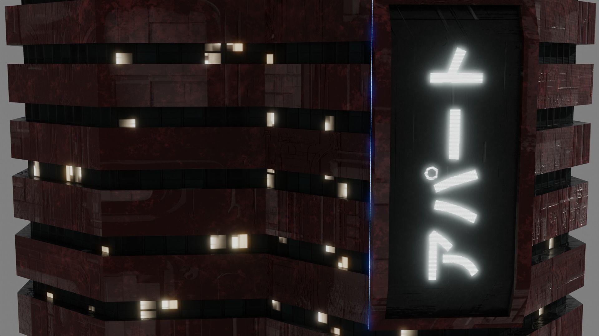 SciFi Cyberpunk Building 05 Low-poly 3D model_7