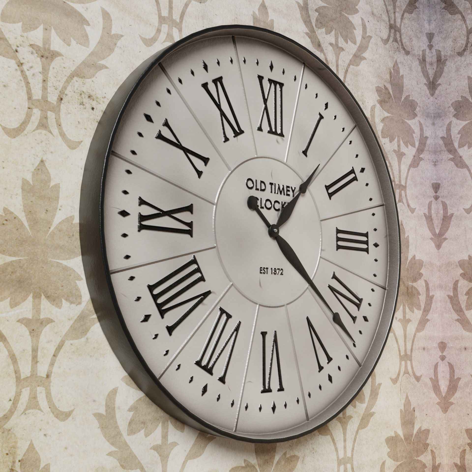 Vintage Classic Clock Low-poly 3D model_2